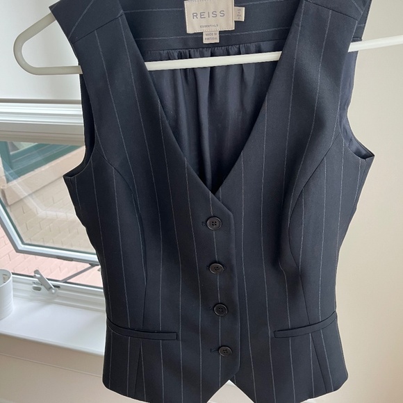 REISS Women's Single-Breasted Tailored Pinstripe Waistcoat/Vest Size US 2 - Picture 7 of 7